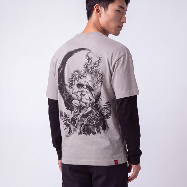 Getsu - T-shirt maniche sovrapposte stampa giapponese