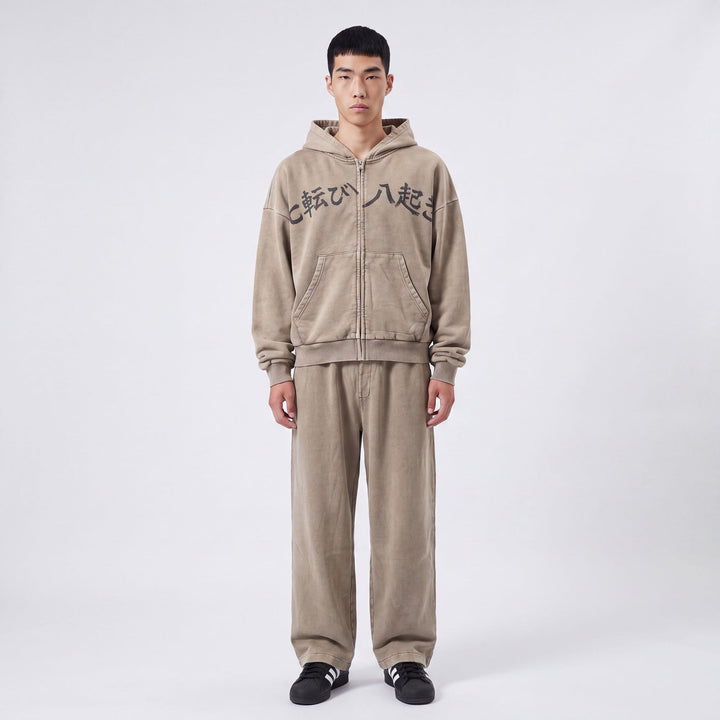 Fudo - Hoodie zippé oversize imprimé japonais