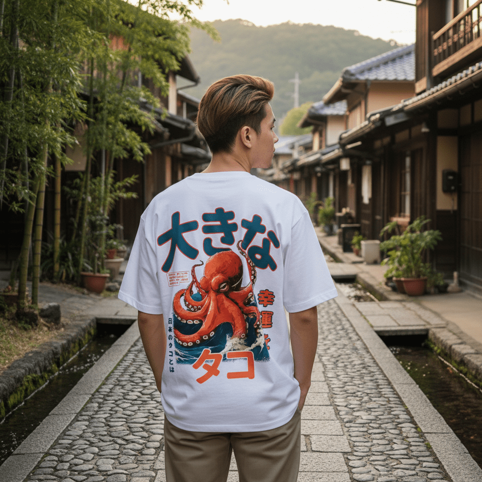 Octopus - T-shirt japonais oversize