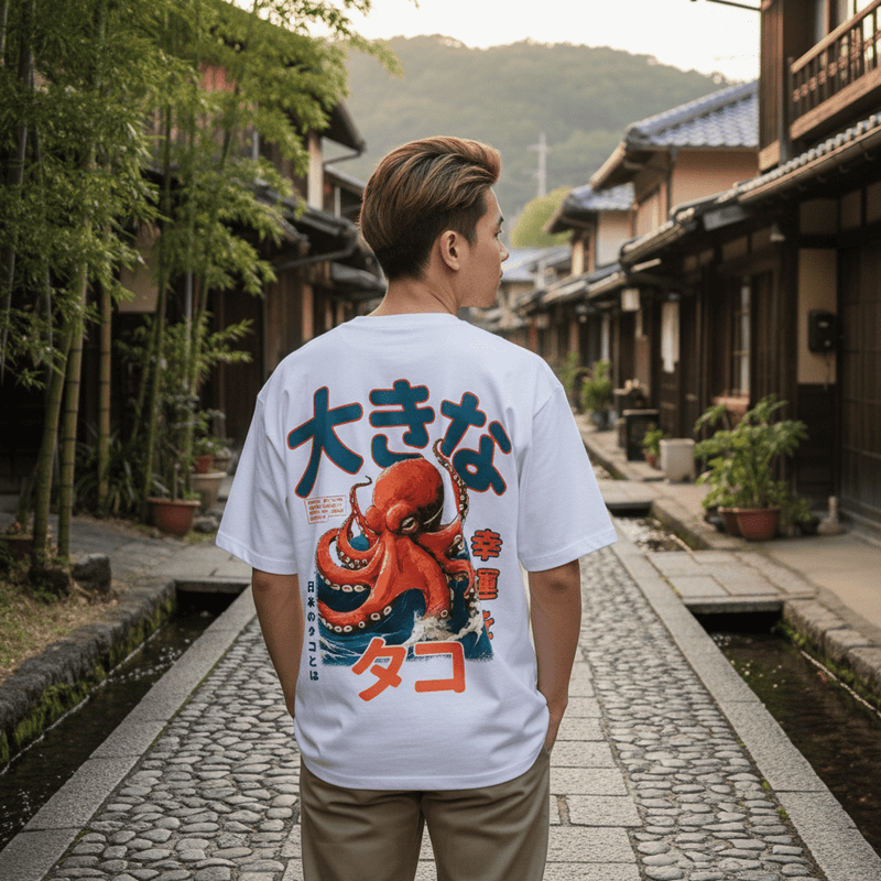 Octopus - T-shirt japonais oversize